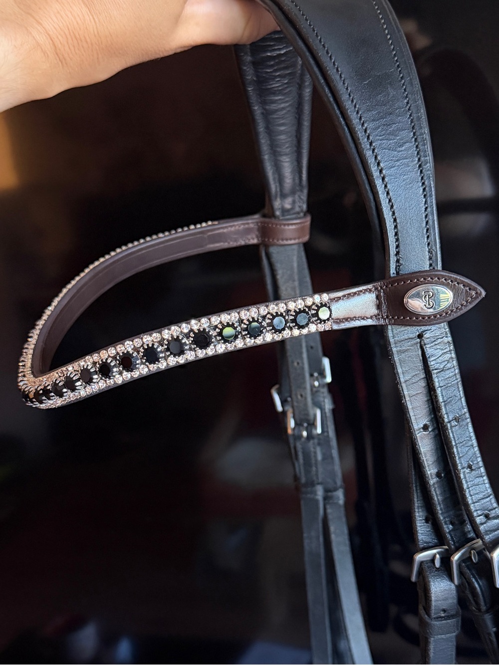 PS of Sweden Brown with black Crystal browband luxe jet